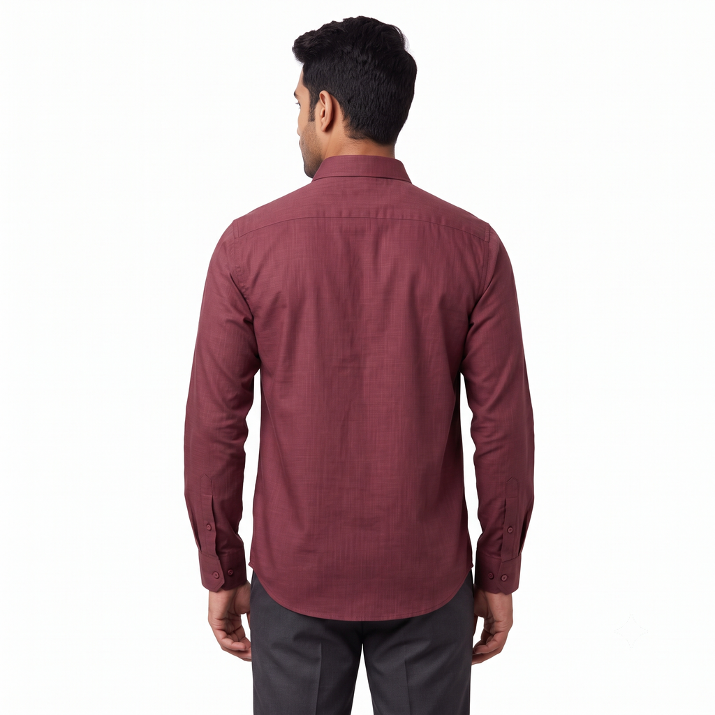Maroon Formal Full Sleeve Button-Down Shirt