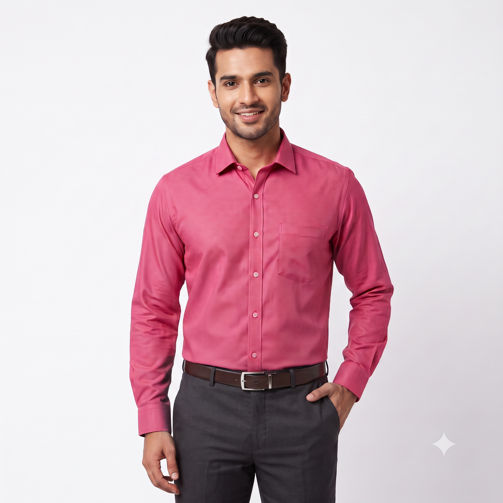 Pink Formal Full Sleeve Button-Down Shirt