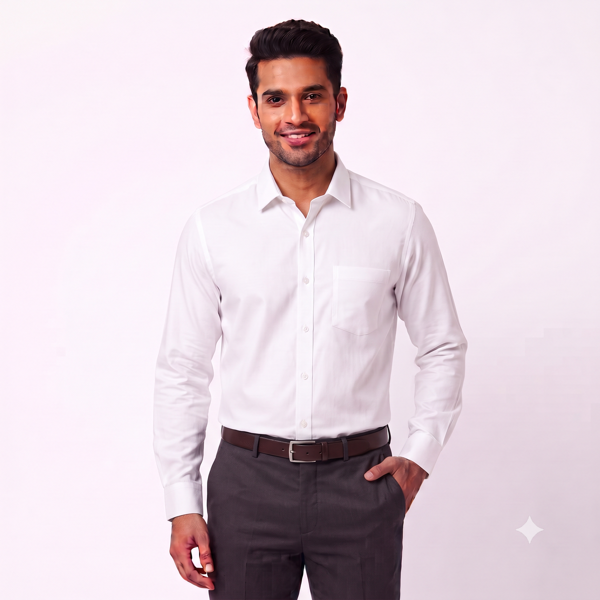 White Formal Full Sleeve Button-Down Shirt