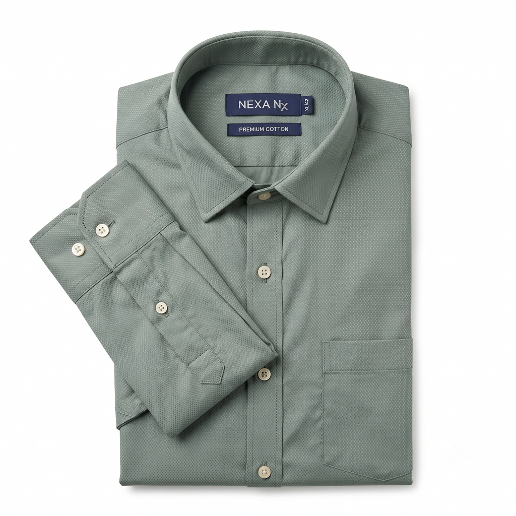 Sage Green Formal Full Sleeve Button-Down Shirt
