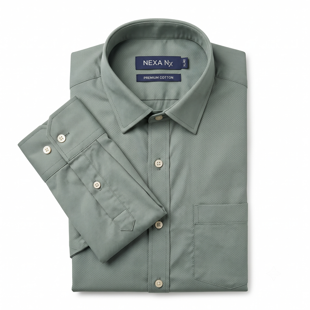 Sage Green Formal Full Sleeve Button-Down Shirt