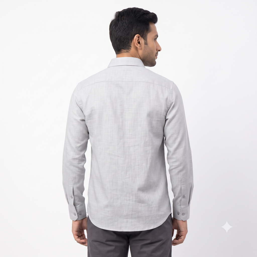 Light Grey Formal Full Sleeve Button-Down Shirt