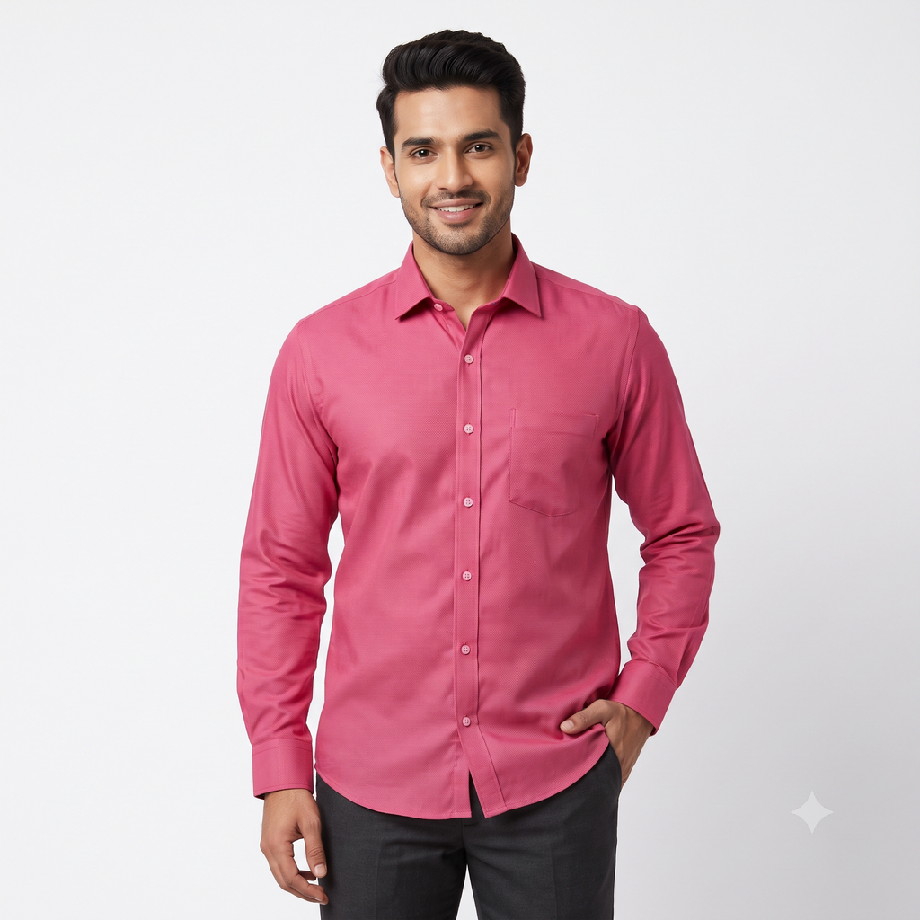 Pink Formal Full Sleeve Button-Down Shirt