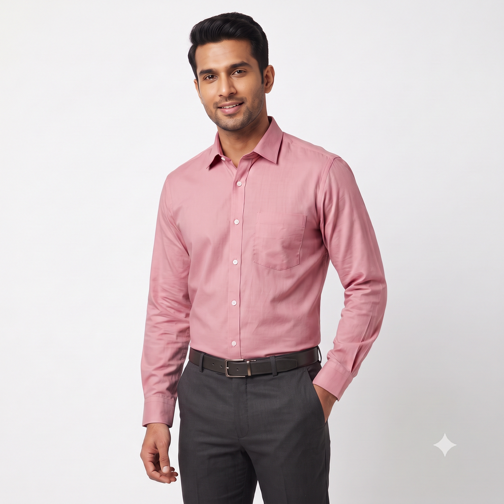 Light Pink Formal Full Sleeve Button-Down Shirt