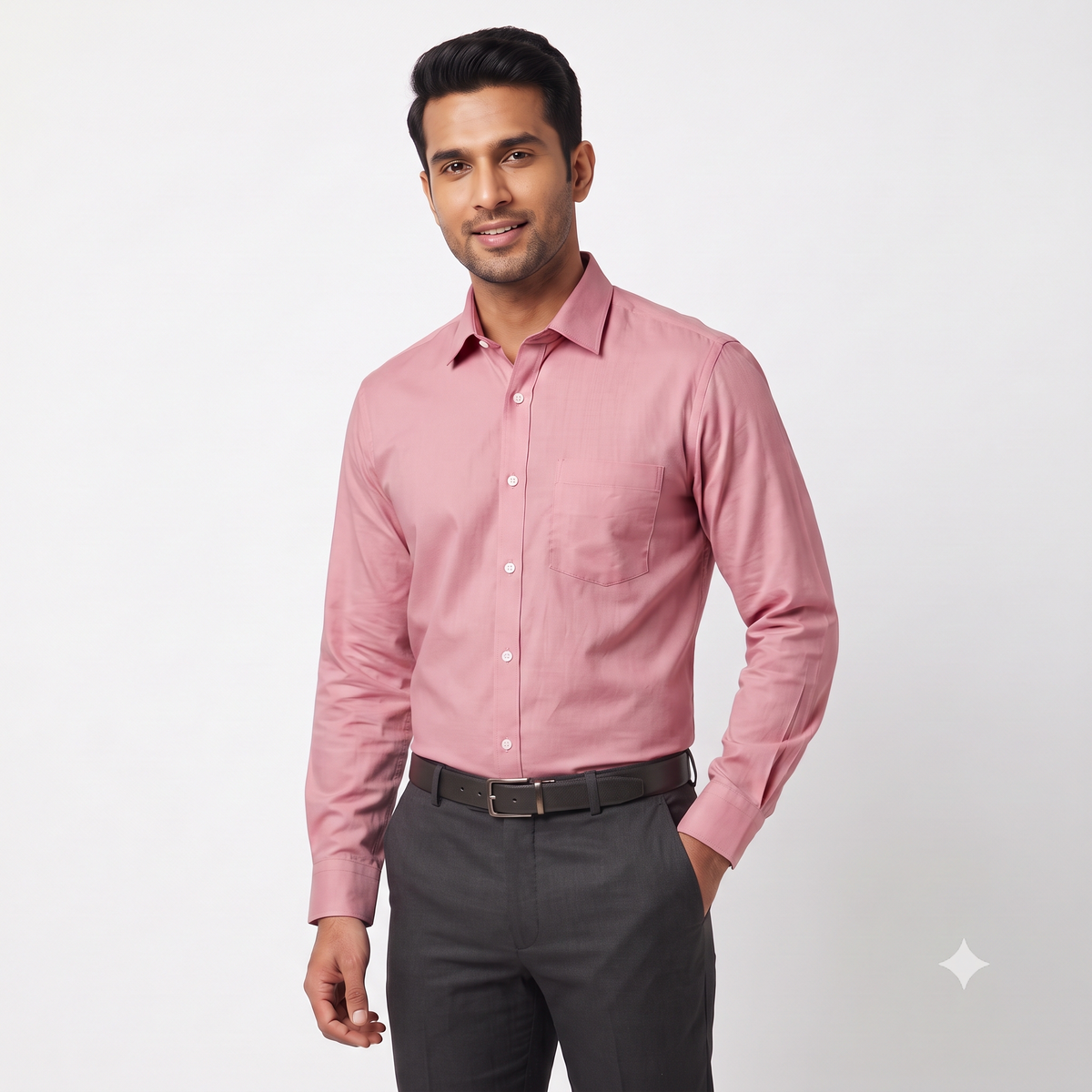 Light Pink Formal Full Sleeve Button-Down Shirt
