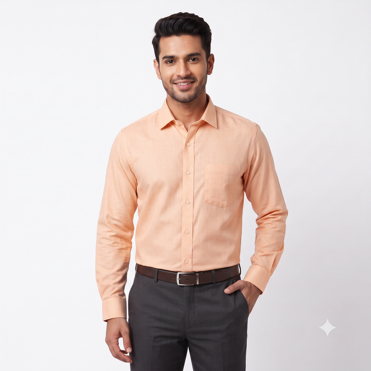 Peach Formal Full Sleeve Button-Down Shirt