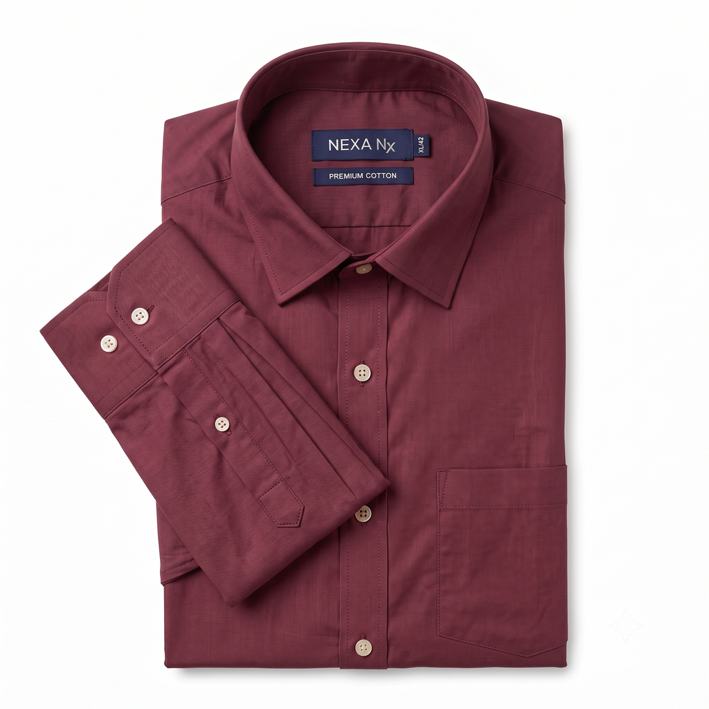 Maroon Formal Full Sleeve Button-Down Shirt
