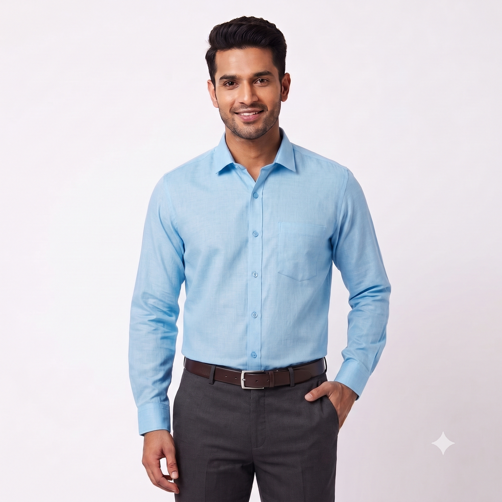 Blue Formal Full Sleeve Button-Down Shirt