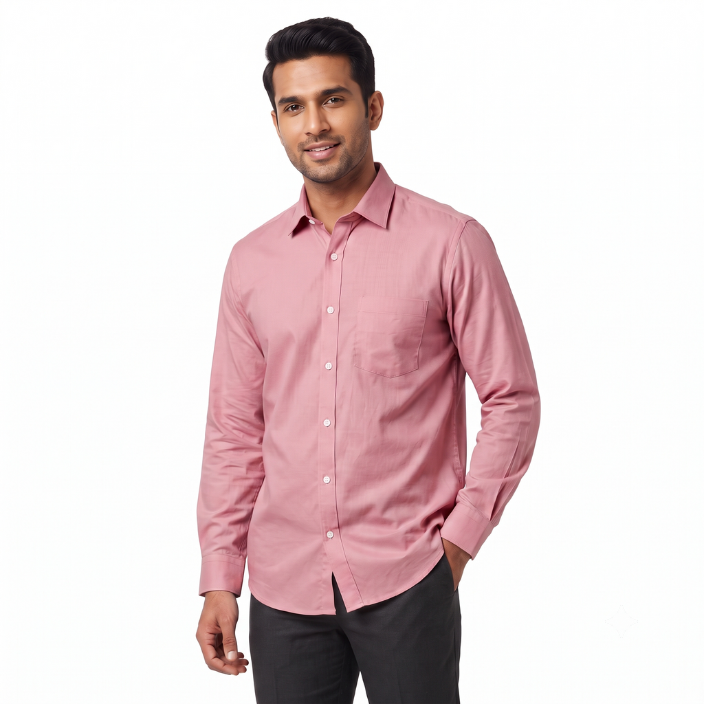 Light Pink Formal Full Sleeve Button-Down Shirt
