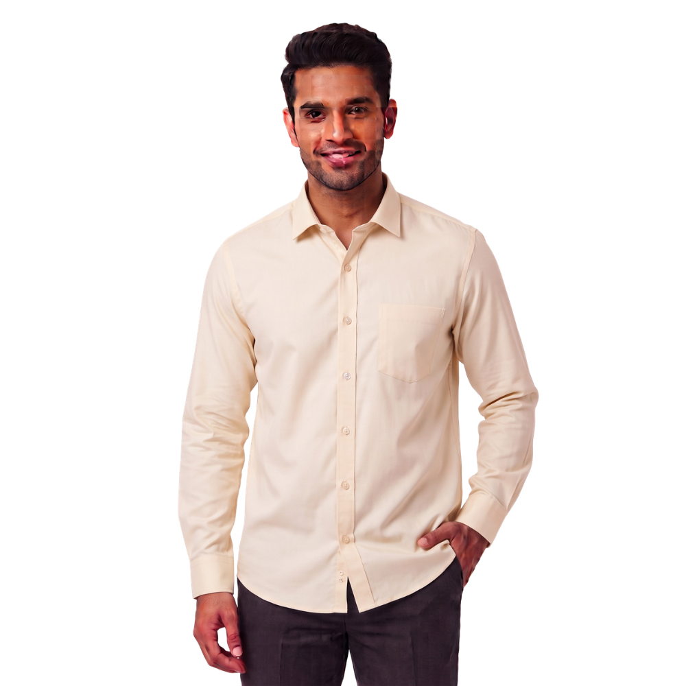 Cream  Formal Full Sleeve Button-Down Shirt