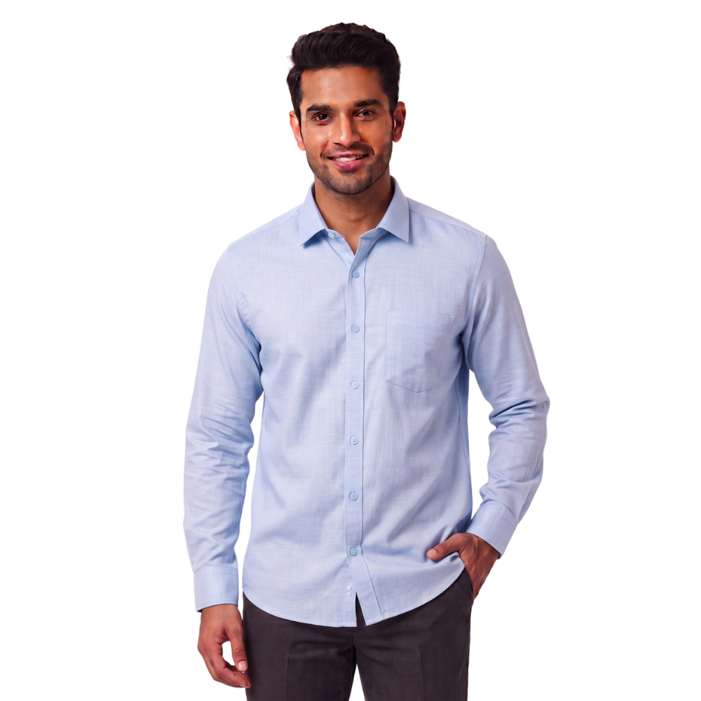 Light Blue Formal Full Sleeve Button-Down Shirt