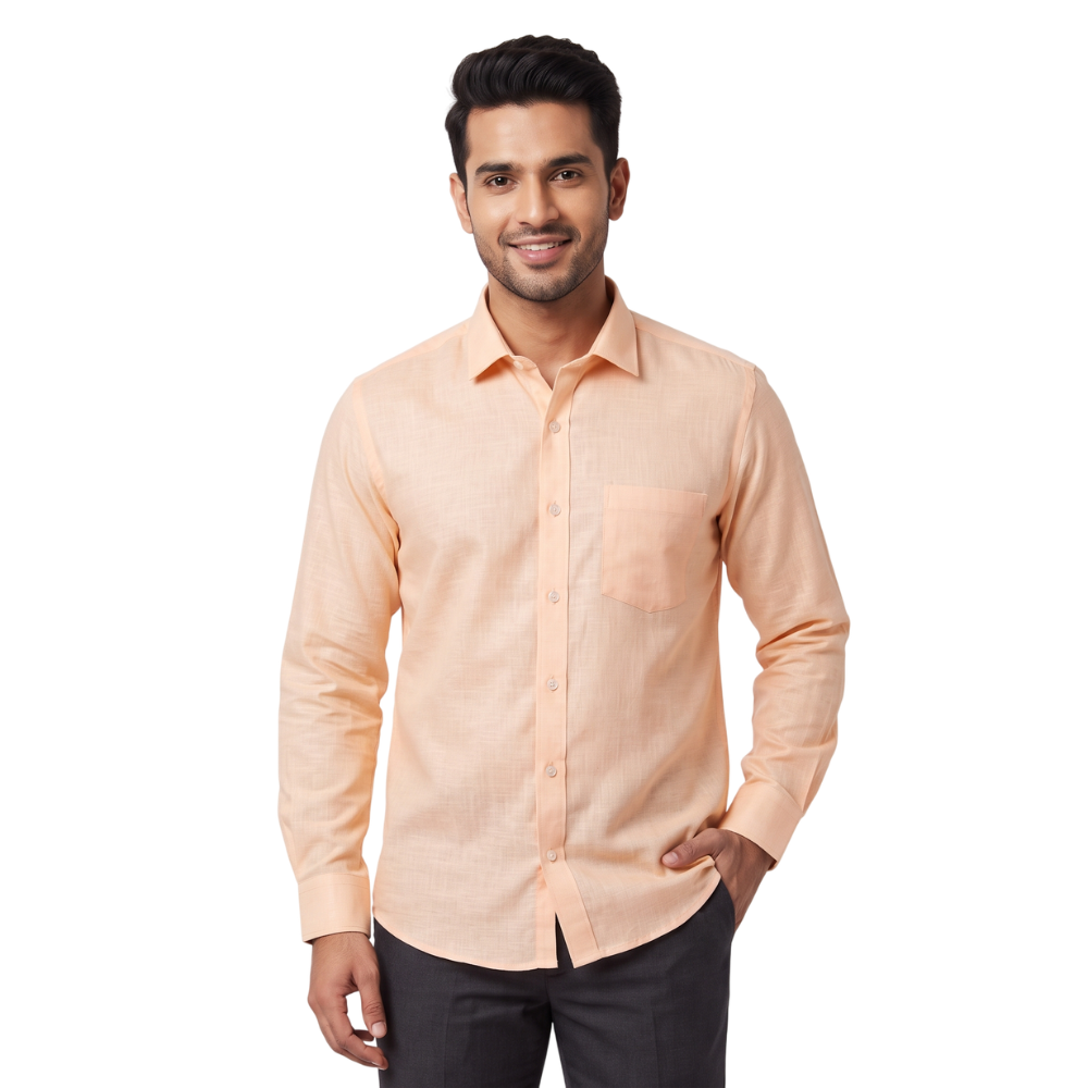 Peach Formal Full Sleeve Button-Down Shirt