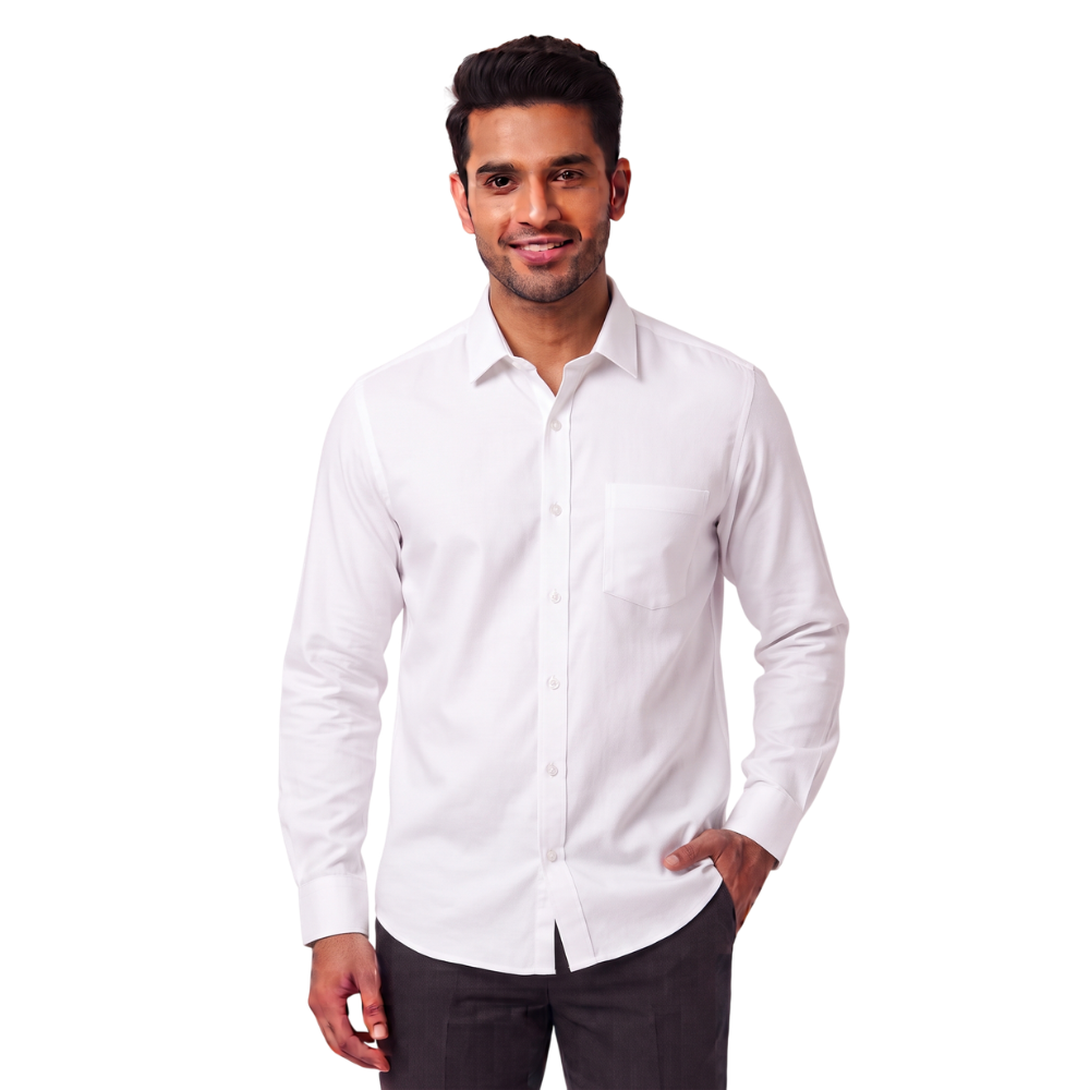 White Formal Full Sleeve Button-Down Shirt